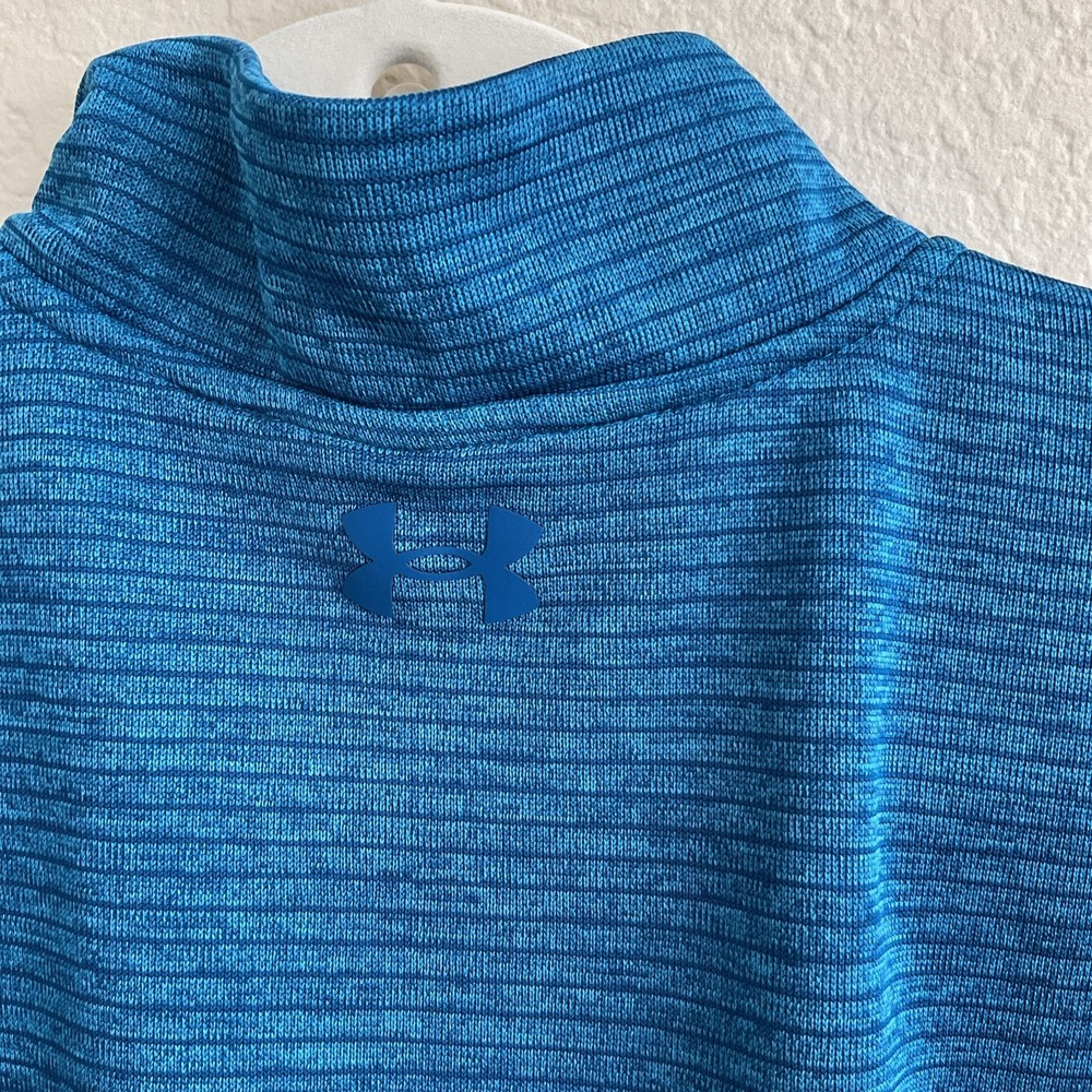 Under Armour Golf Storm Fleece Pullover Jacket Pinstripe Men's Sz L Teal Cobalt - Picture 8 of 9